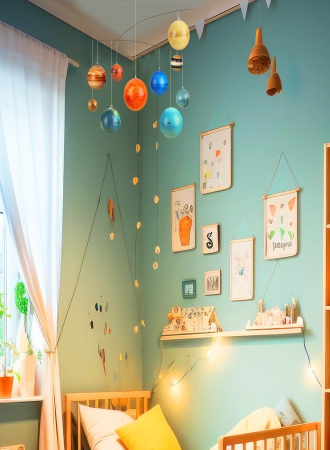 Hollowfly 3D Solar System Mobile Hanging Planets Solar System Decor Educational Planets Model Large Space Nursery Decor for Boys Girl Space Themed Gift - Image 5